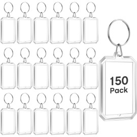 Junkin 150 Pack Clear Acrylic Photo Picture Keychain Blank Photo Insert Keyring DIY Personalize Favor(Octagon)