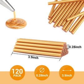 Gartful 120pcs Gold Hot Glue Sticks, Hot Glue Gun Wax Sticks 0.28" x 3.9", Mini Hot Melt Glue Sticks for Art Craft Project, Home, Office, General Repair, Bonding, Sealing, DIY, Christmas Gift