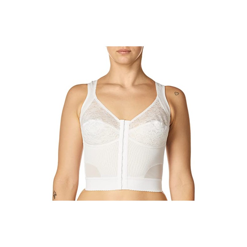 Carnival Women's Front Closure Longline Posture Support Bra, White, 36D