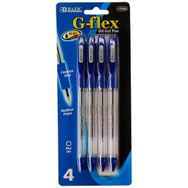 BAZIC G-Flex Blue Oil-Gel Ink Pen w/ Cushion Grip (4/Pack)