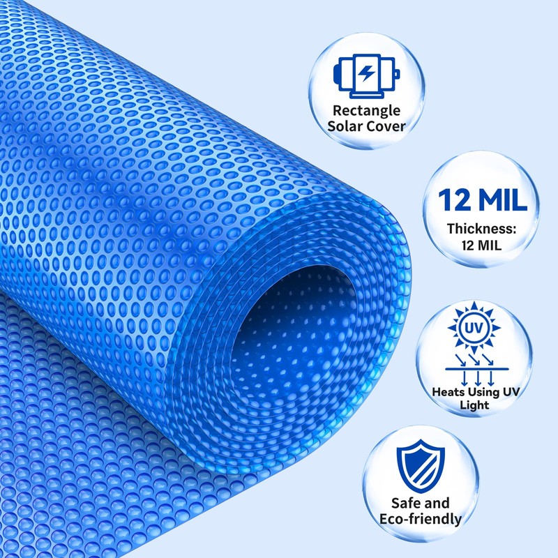 BigXwell Solar Pool Cover, 12Mil Round 12 Foot for Above-Ground