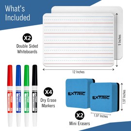 Dry Erase Board for Kids and Dry Erase Markers Set, 2 Small Dry Erase Boards, White board 4 Dry Erase Markers Fine Tip and 2 Mini Dry Erase Eraser, Small White Board and Dry Erase Markers with Eraser