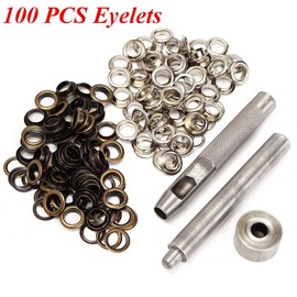14mm Grommet Tool Kit 100 Pcs, Grommets Eyelets with 3 Pieces Eyelet Punch Tool Kit for Craft Making Repair and Decoration