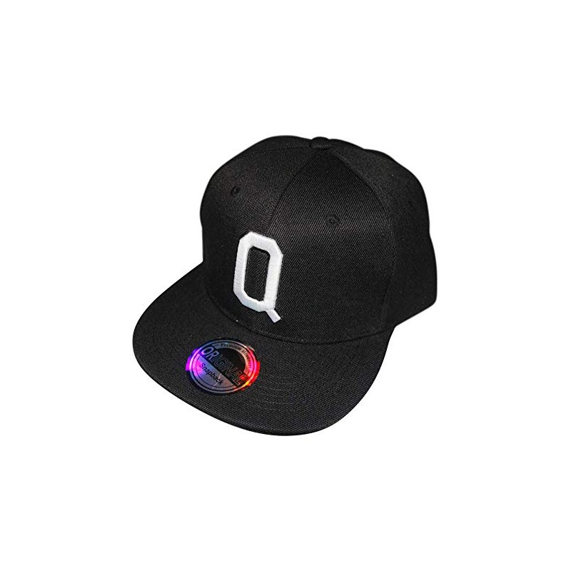 Letter/Initial Snapback Cap in Black & White - Q
