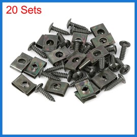 VekAuto 20 Sets 4.2x16mm U Clip Screw Assortment Car Clips Fasteners with Screws for Bumper Dash Door Panel Interior Army Green Auto Accessories