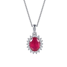 Lafonn Classic Sterling Silver Platinum Plated Lassire Ruby Necklace (1.39 CTTW)