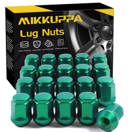 MIKKUPPA M12x1.5 Lug Nuts - Replacement for Ford Fusion, Focus, Escape Aftermarket Wheel - 20pcs Green Closed End Lug Nut