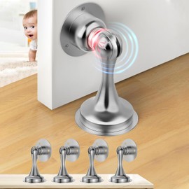 Tope de Puerta Magnético 4 Piezas，Tope de puerta montado en la pared，Atracción magnética súper fuerte，No es necesario hacer agujeros，Adecuado para puertas de dormitorios, puertas de baños