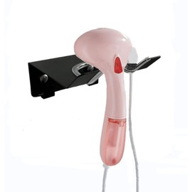 zoele Wall Mount Handheld Garment Steamer Holder, Portable Fabric Steam Iron Holder Rack, Handheld Hanging Steam Ironing Machine Wall Hanger Hook (Black)