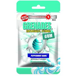 Grenades Gum - 30ct Bag - STRONG MINT GUM (Peppermint Bang) - Ultimate Fresh Breath & Serious Sinus Busting Power