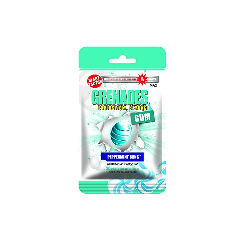 Grenades Gum - 30ct Bag - STRONG MINT GUM (Peppermint