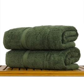 Luxury Hotel & Spa Ultra Soft Bath Towels 100% Turkish Cotton - Moss - Set of 2