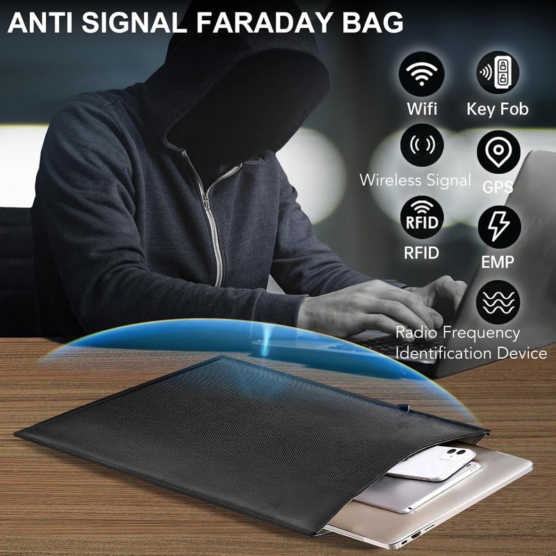 5pcs Faraday Bags Fireproof Waterproof Signal Blocking Large Prevent Tracking