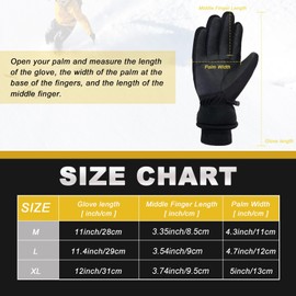 Beurlike Winter Gloves for Men Women Warm Touchscreen Windproof Waterproof Thermal Fleece Anti-Slip Ski Gloves for Cold Weather Cycling Motorcycle Snowboarding Running(BlackXL)