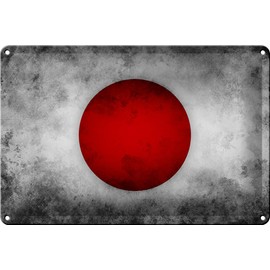Tin Sign 30 x 20 cm – Made in Germany – Flag Japan Flag Metal Decorative Tin Sign