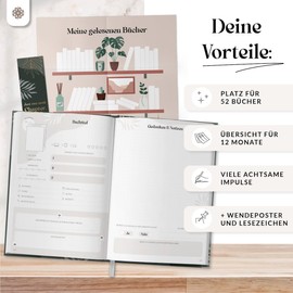 LEBENSKOMPASS® Book Club - The Reading Diary & Book Journal Magic - Hardcover DIN A5 Diary for Adults - Book Reading Bullet Journal Tracker - Booktok