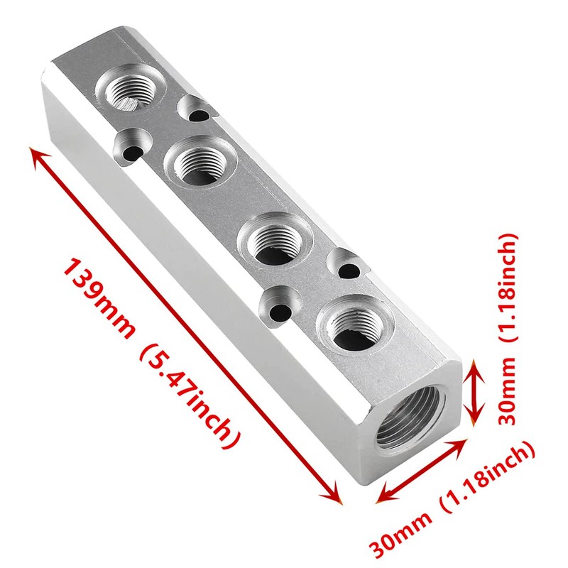 XMHF 4 Way Pneumatic Manifold Air Distribution Block, Compressed Air