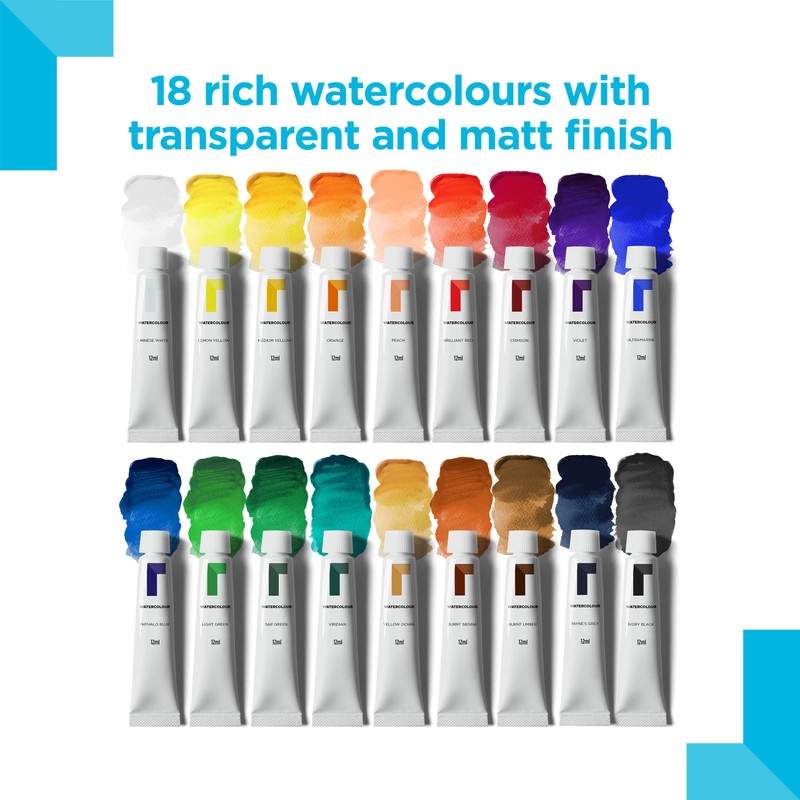 Reeves Watercolour Paint Set 18 X 12ml – 18 Rich