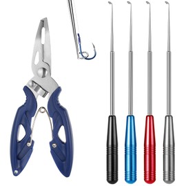 YFPOPONE 5 Pcs Fish Hook Remover Tool Kit With Fishing Plier, Quickrelease Fishhook Extractor In 4 Colours, Fishing Hook Quick Removal Device 16.5cm, Fishing Accessories For Removing Hooks