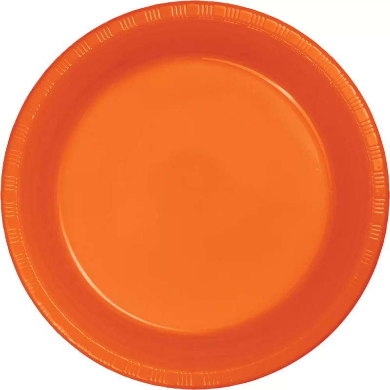 Small 7" Plastic Disposable Plates -Vibrant Solid Colors Appetizer Dessert