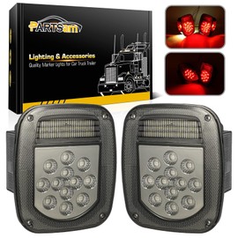Partsam - Juego de luces traseras cuadradas combinadas traseras compatibles con Wrangler TJ YJ CJ-5 CJ-7 1979-2006 luces traseras de repuesto, lado del pasajero y lado del conductor