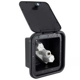 RecPro RV Black Exterior Shower Box with Hot & Cold Faucet | Outdoor Spray Port