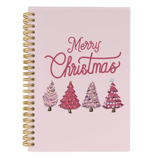ANIANG Christmas Notebook, Christmas Journal Notebook, Pink Christmas 5.5"x8.3" 164pages