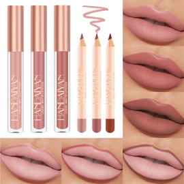 Desing Wish Lip Liner Set of 6 Lipstick Nude Pink Matte Lipstick Permanent Lip Liner Lip Balm Lip Gloss Red Lipstick 24 Hours Long Lasting Lips Kits Madame Birthday Gift