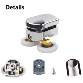 4Pcs Curved Shower Door Rollers, 23mm Replacement Sliding Shower Door Runners Wheels with Anti-Collision Block and Screws for 4-6mm Glass Doors Bathroom (2 Top & 2 Bottom)