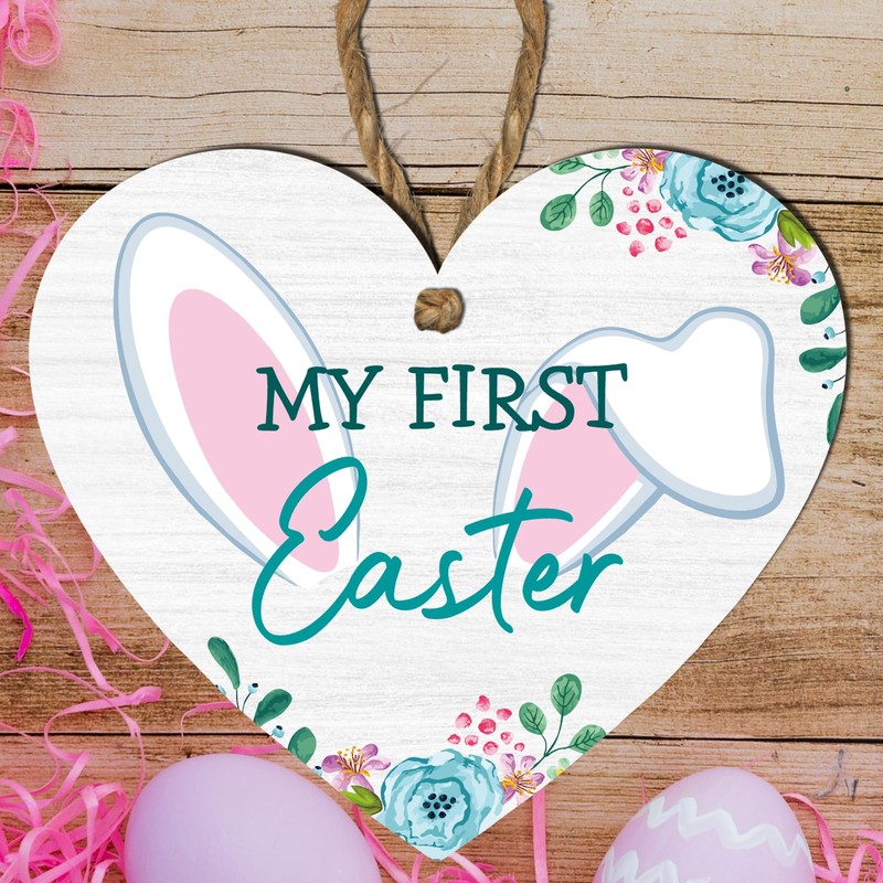 My First Easter Wooden Heart Plaque | Rabbit Ears &