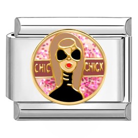 Quiges - 9mm Italian Style Charm Link Module Stainless Steel cool chic chick for Italian Style Bracelets
