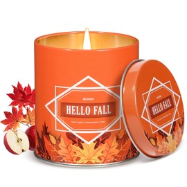 Hello Fall Scented Candle – 9 oz Soy Wax in Travel-Friendly Reusable Tin, Non-Toxic & Clean Burning, 50-Hour Burn – Cozy Autumn Fragrance, Holiday Gift & Fall Decor for Women & Men