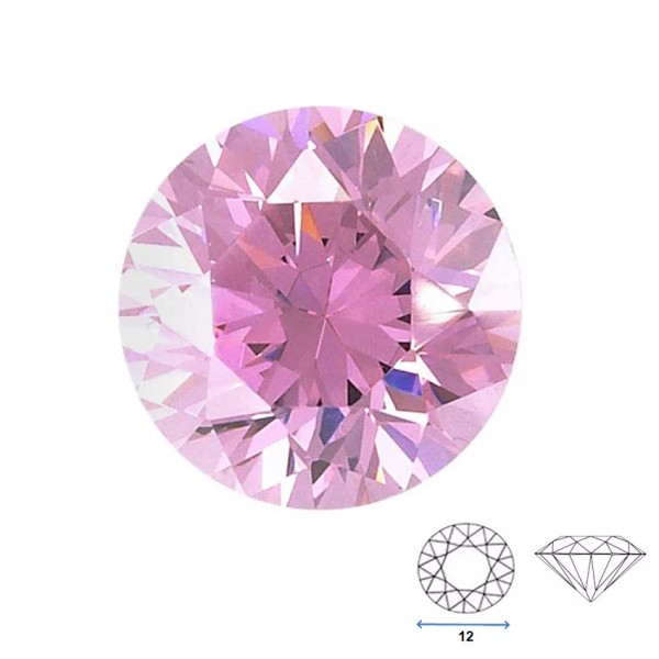 Unbranded Round Shape Imitation Pink Faceted Loose Gemstone Sized 12
