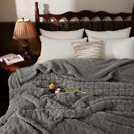 PU MEI Sherpa Throw Blanket for Couch Sofa 90”*80”- Fleece Tufted Fuzzy Soft Cozy Blanket for Bed, Thick Warm Blanket for All Seasons, (Dark Grey, 80"*90")