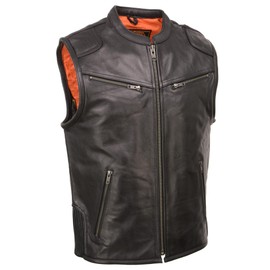 Milwaukee Leather Men's Zipper Front Leather Vest with Cool Tec Leather (XX-Large)