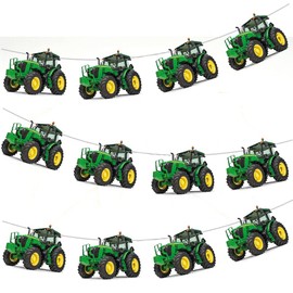 AK Giftshop Tractor Bunting Party Decorations - 12pcs / 2.5m Ribbon
