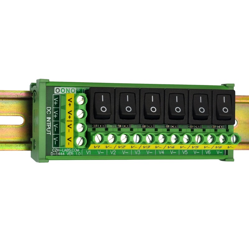 DIN Rail Mount 6 Channel Rocker Switch DC Power Distribution