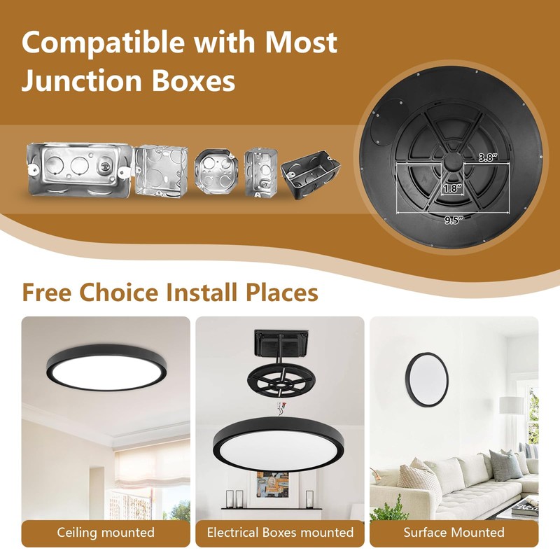 24 Inch Large LED Flush Mount Ceiling Light, 50W, 5480LM,