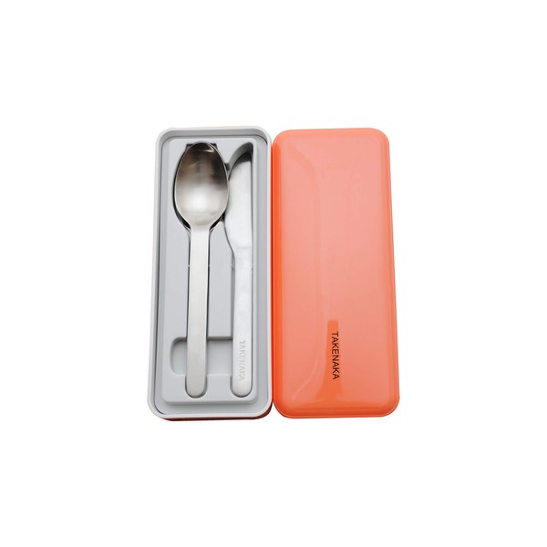 TAKENAKA CUTLERY CASE A set of Fork, Knife, and Spoon, Eco-Friendly Lunch Accessory, Made in Japan, Bento Box (Tangerine Orange)