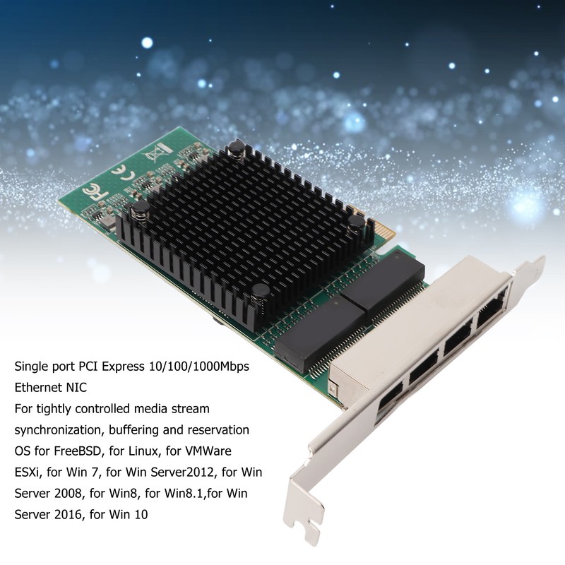 PCIE X1 Ethernet Card 4 Port RJ45 Copper Interface JL82571GB