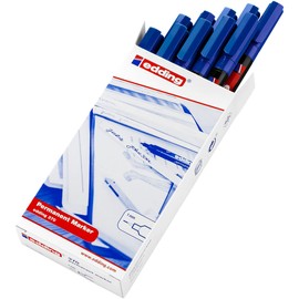 edding 370 Permanent Markers – Blue – 10 Pens – Fine Bullet Tip 1 mm – Waterproof, Quick-Drying – Multimarker, Universal Pen – for Cardboard, Plastic, Wood, Metal, Glass, Stone, Canvas