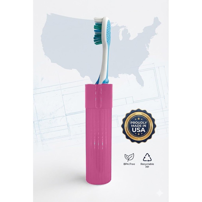 American Comb Toothbrush Holder - Pink, Made in USA, with