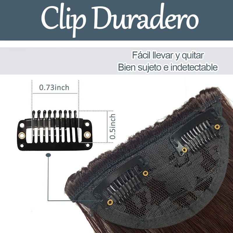2 Extensión de Flequillo, Flequillo de Cabello Humano con Clip