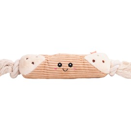 Puffy Crew Squeaky Dog Plush Toy, Bakery Bite_Stick Collection, 12", for Various Sized Dogs (Cannoli, Large)