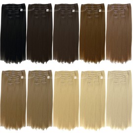 Clip-In Extensions 60 cm 7 Hairpieces Complete Set - Colour Platinum Blonde