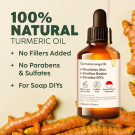 KUKKA essential oils Kukka Turmeric Oil for Skin - 4 Fl Oz - 100% Pure Natural Turmeric Essential Oil, Herbaceous Scent, for Face, Hair, Aromatherapy, Candle & Making Scent DIY
