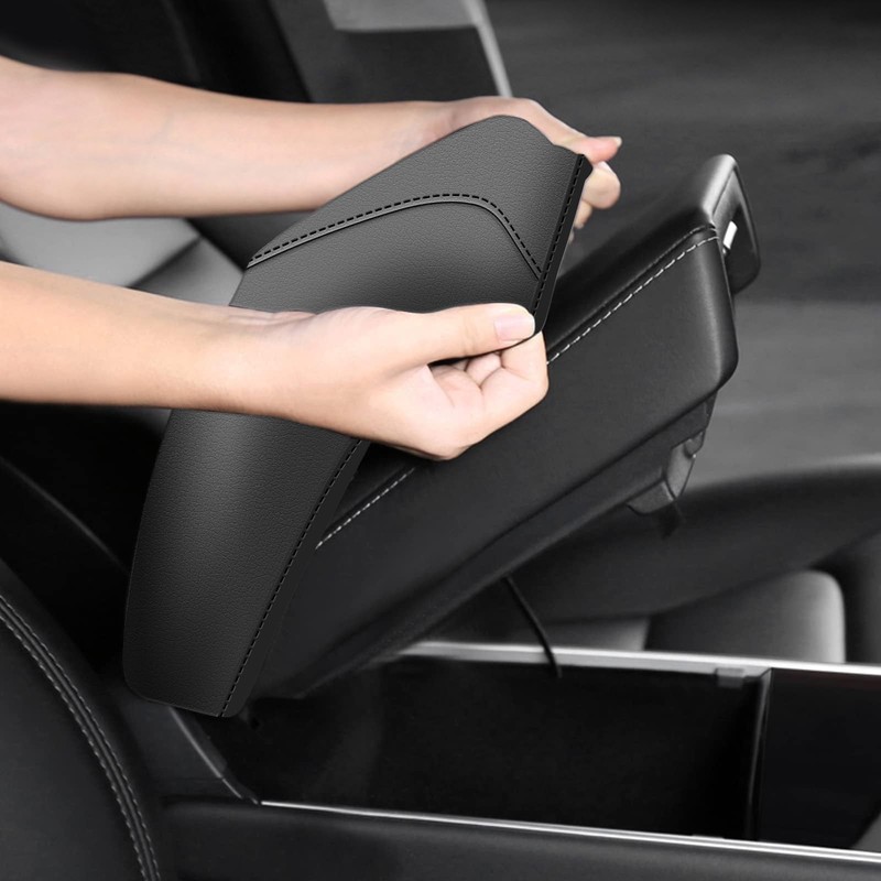 AOMSAZTO Armrest Covers for 2017-2020 Ford Fusion Black Leather