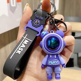 Moerstar Keychain Flash Bear, Bag Charm, Keychain, Astronaut Bag Accessory, Key Chain, Cool Tide Bear, 3D Keychain, Birthday Gift, 4 Colors, purple