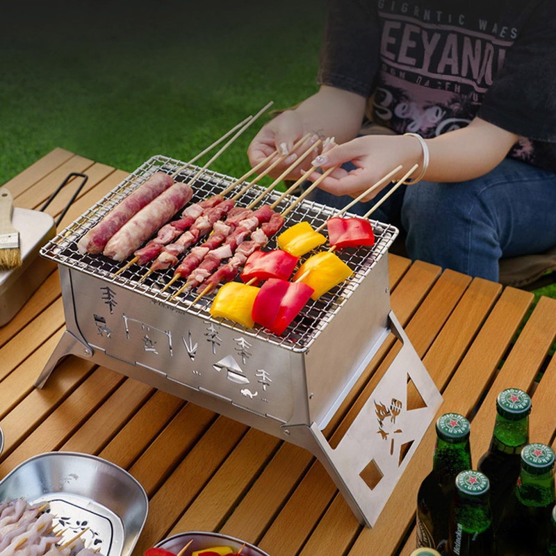 Portable Charcoal Grill, Total 343 Sq. In. Foldable Tabletop BBQ