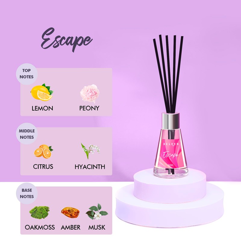 Xcleen 3 Pack Reed Diffuser, Scented Oil Diffuser with 15